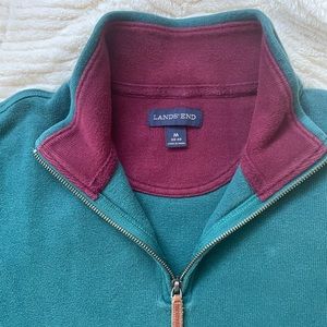 LANDS END 1/4 Zip Mock Neck Sweatshirt - size medium green